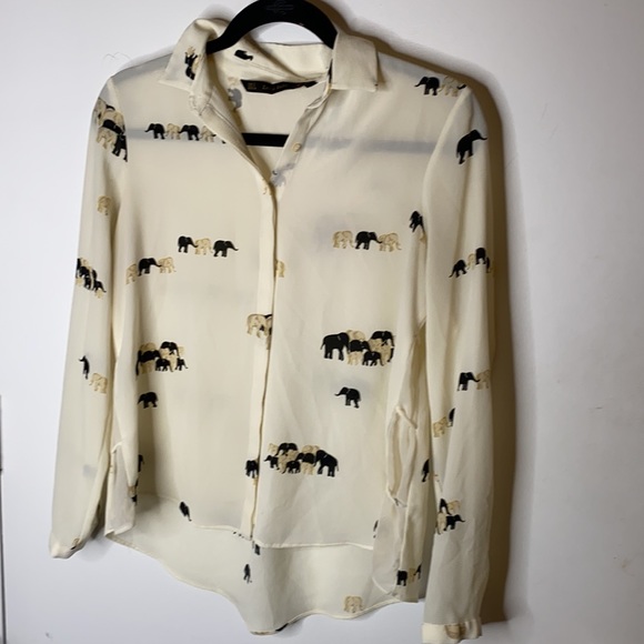 Zara Basic Button Down Elephant Blouse  S - Picture 2 of 5